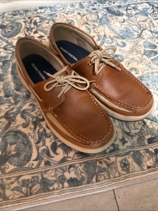 Franco Fortini Other - Franco Fortini Men’s Tan Leather Boat Shoes with Cream Laces